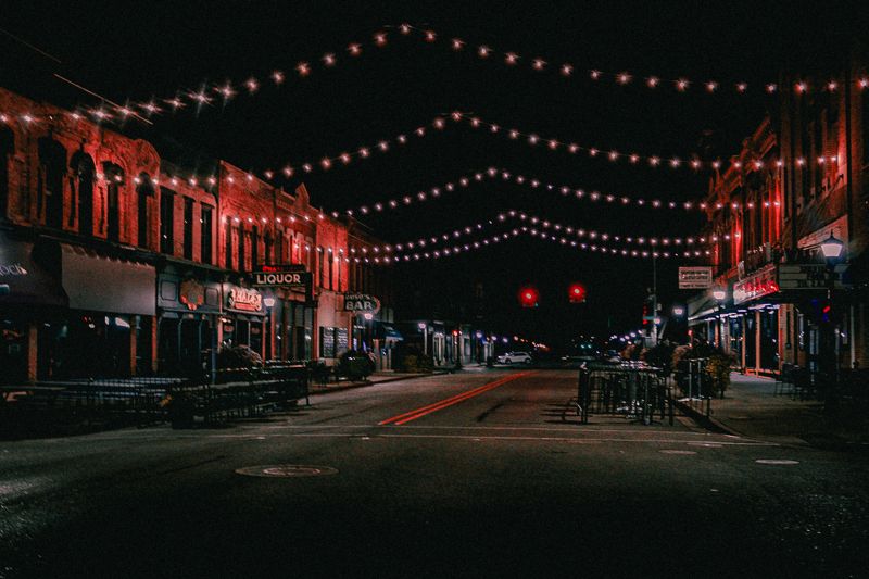 The red-lit street. Photograph by Isaiah Sanchez.