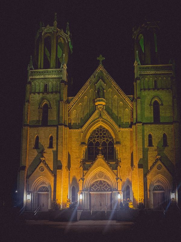 The cathedral at night. Photograph by Isaiah Sanchez.